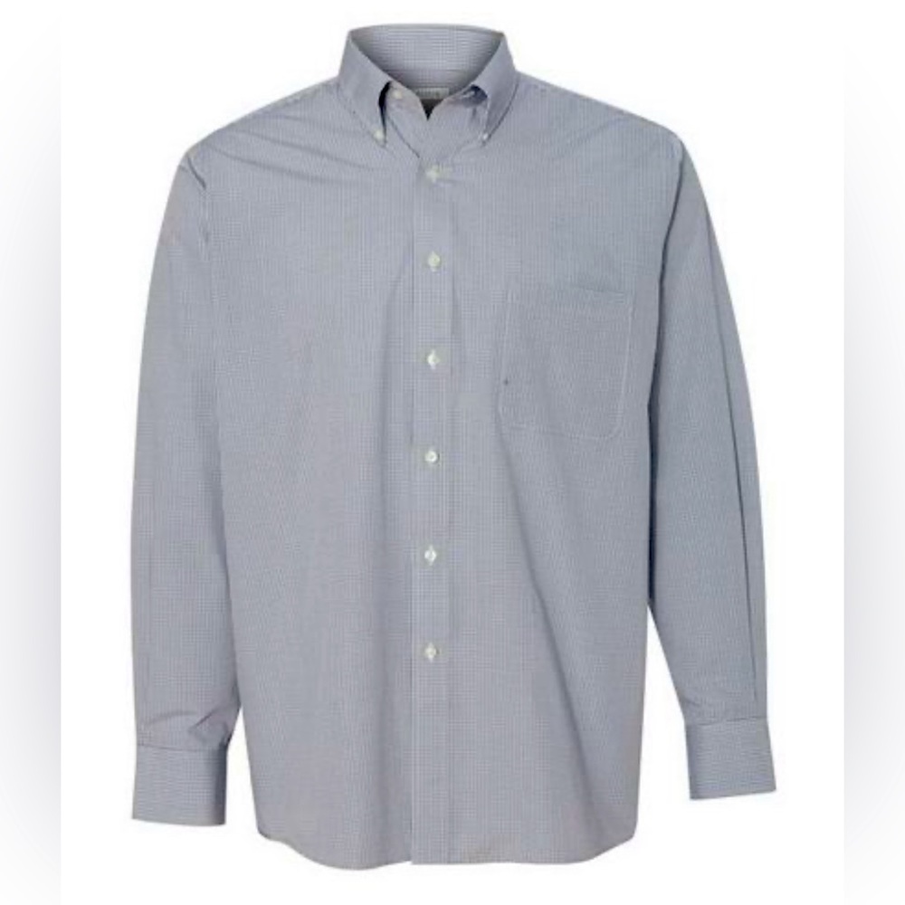 Van Heusen Mens Polyester/Cotton Gingham Check Shirt NWT Long Sleeve Ash 2XL